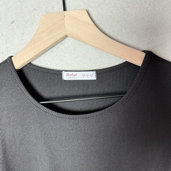 Romwe Black Dress Sleeveless Adjustable String Ruched Sides Size M - Picture 6 of 10